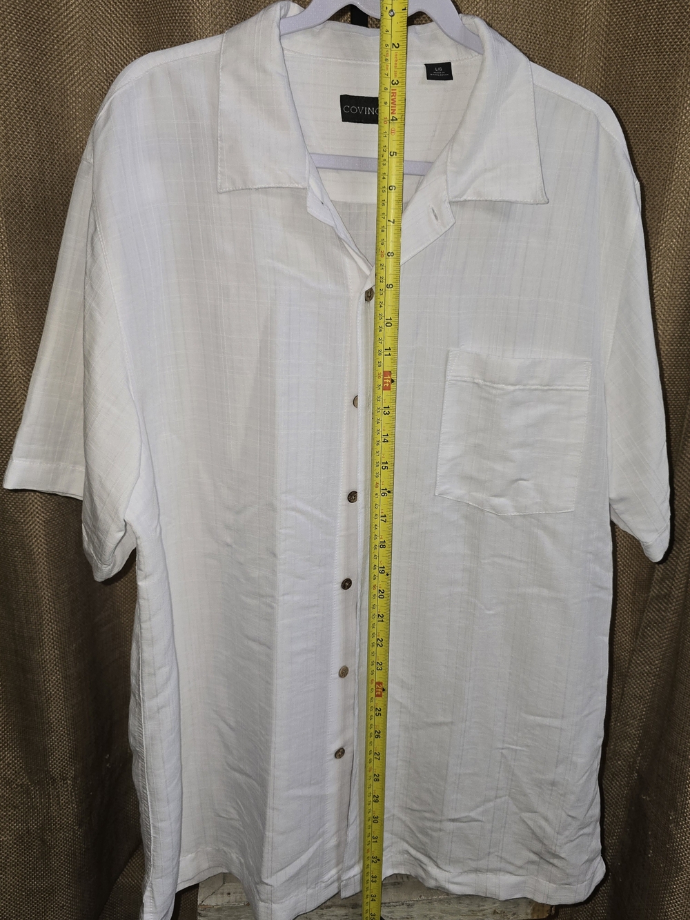 Covington Men’s White Short-Sleeve Camp Collar Button-Up Shirt